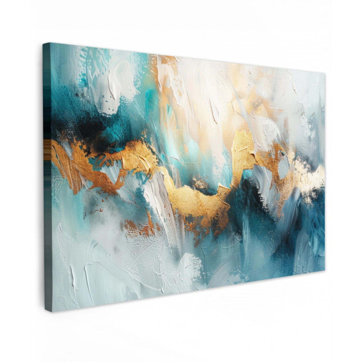 Abstract - Kunst - Gold - Blauw canvas 2cm klein -z3d