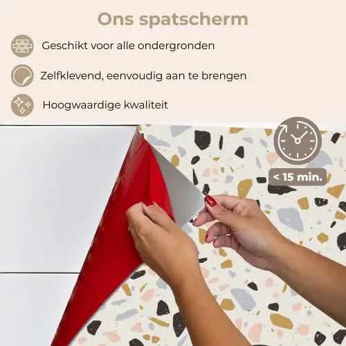 Terrazzo -  Patroon - Neutraal - Zacht - Multi keuken achterwand spatscherm klein 900 -spatscherm_NL