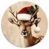 Kerst - Hert - Gewei - Rood Wandcirkel kunststof plaat 5mm dik klein -3d