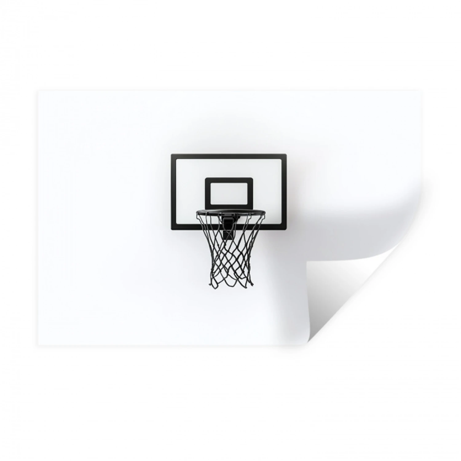 Basketbalbord - Minimalistisch - Zwart Muursticker klein -3d