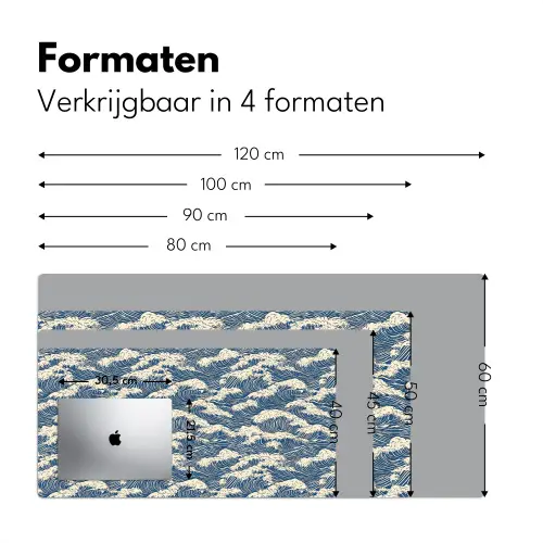 Golven - Klassiek - Blauw Muismat XXL klein 681 -sfeer5