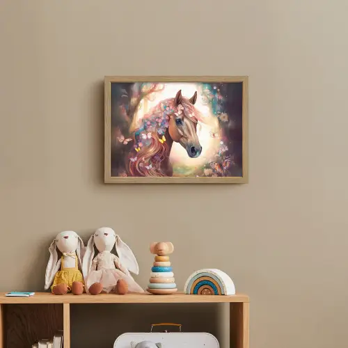 Paard - Natuur - Bloemen - Vlinders - Bos Light Box met batterij (Wandlamp kind) middel -sfeer2_kind