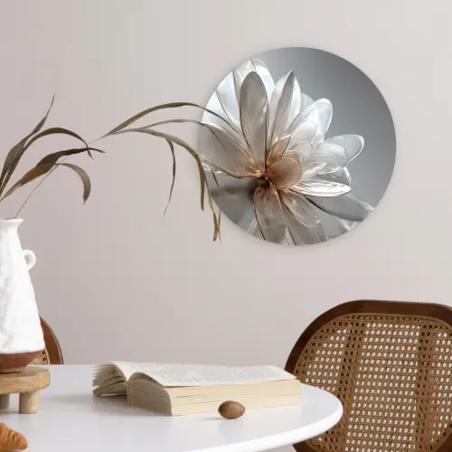 Bloem - Wit - Neutraal Wandcirkel plexiglas klein -sfeer4