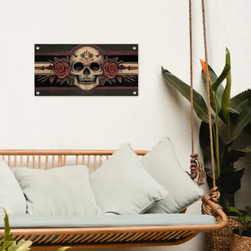 Schedel - Rozen - Gotisch tuinposter los doek klein -sfeer7