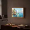 Zeilboot - Rotsen - Kust - Huizen Light Box met batterij (Wandlamp) middel -sfeer1