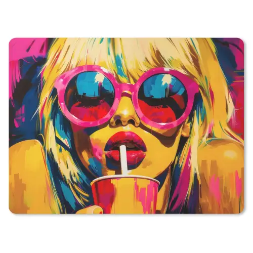 Zonnebril - Roze - Vrouw - Rietje muismat rubber klein -3d