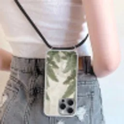 Bananenbladeren - Beton - Groen Hoesje iPhone 16 Pro Max met koord klein -sfeer5
