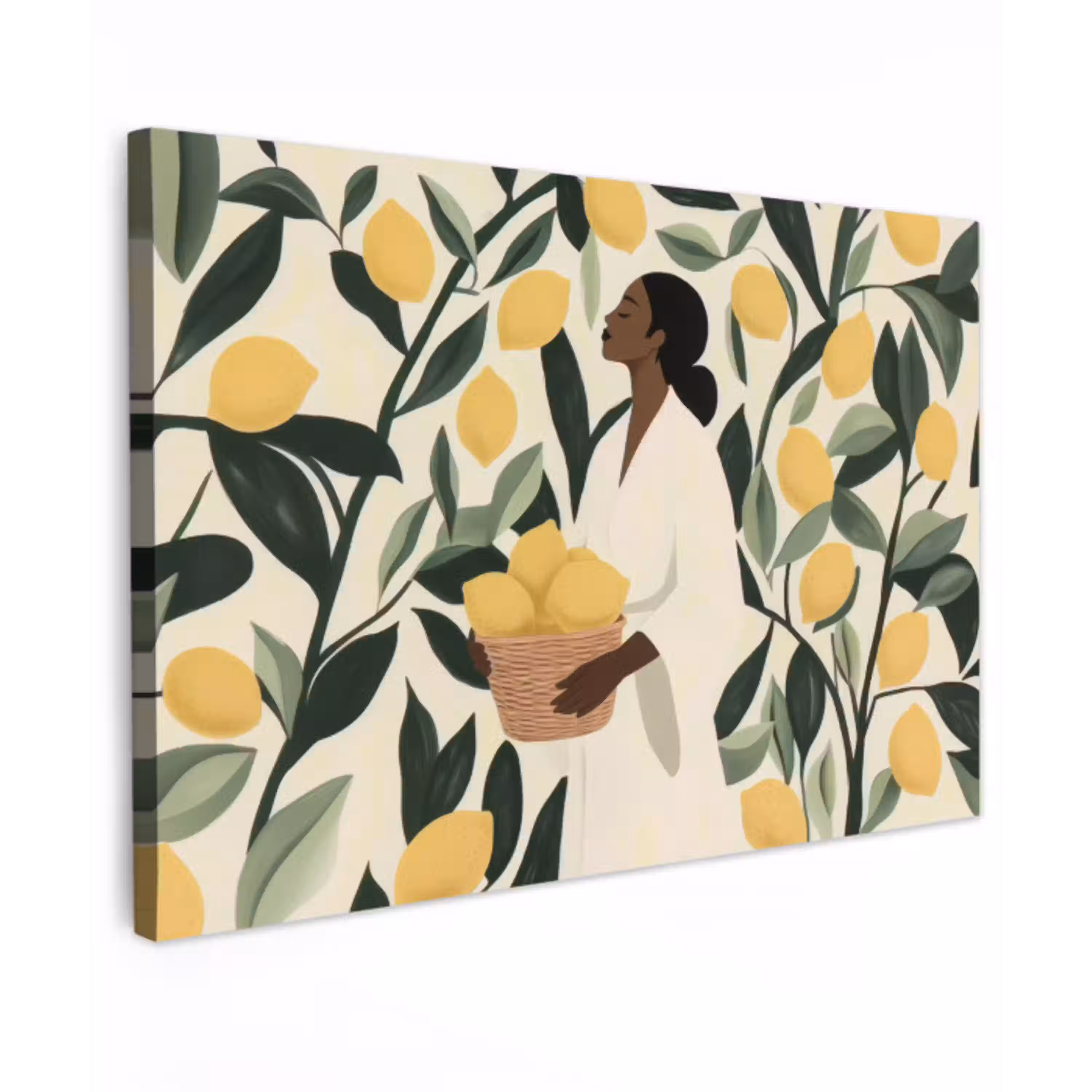 Vrouw - Mand - Citroenen - Bladeren canvas 2cm klein -z3d