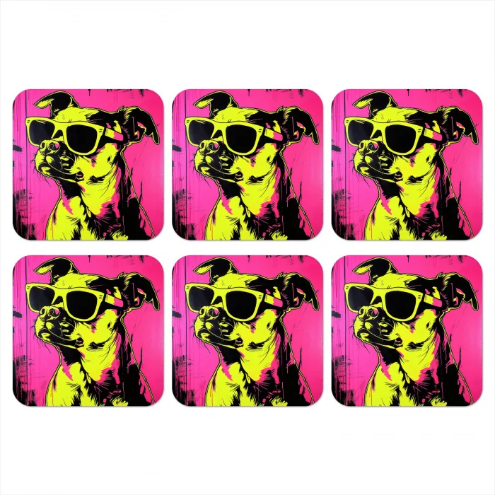 Hond - Zonnebril - Roze - Art onderzetter kurk middel -3d