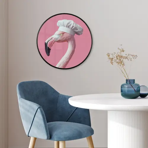 Flamingo - Roze - Koksmuts - Vogel Fotolijst rond zonder passe partout klein -sfeer2