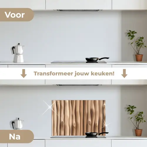 Hout - Stam - Lichtbruin keuken achterwand spatscherm klein -voor_na_NL