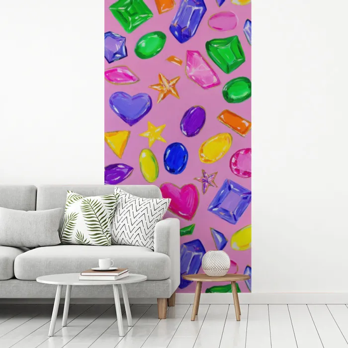 Edelstenen - Vormen - Hartje - Kleurrijk fotobehang vinyl groot -woonkamer
