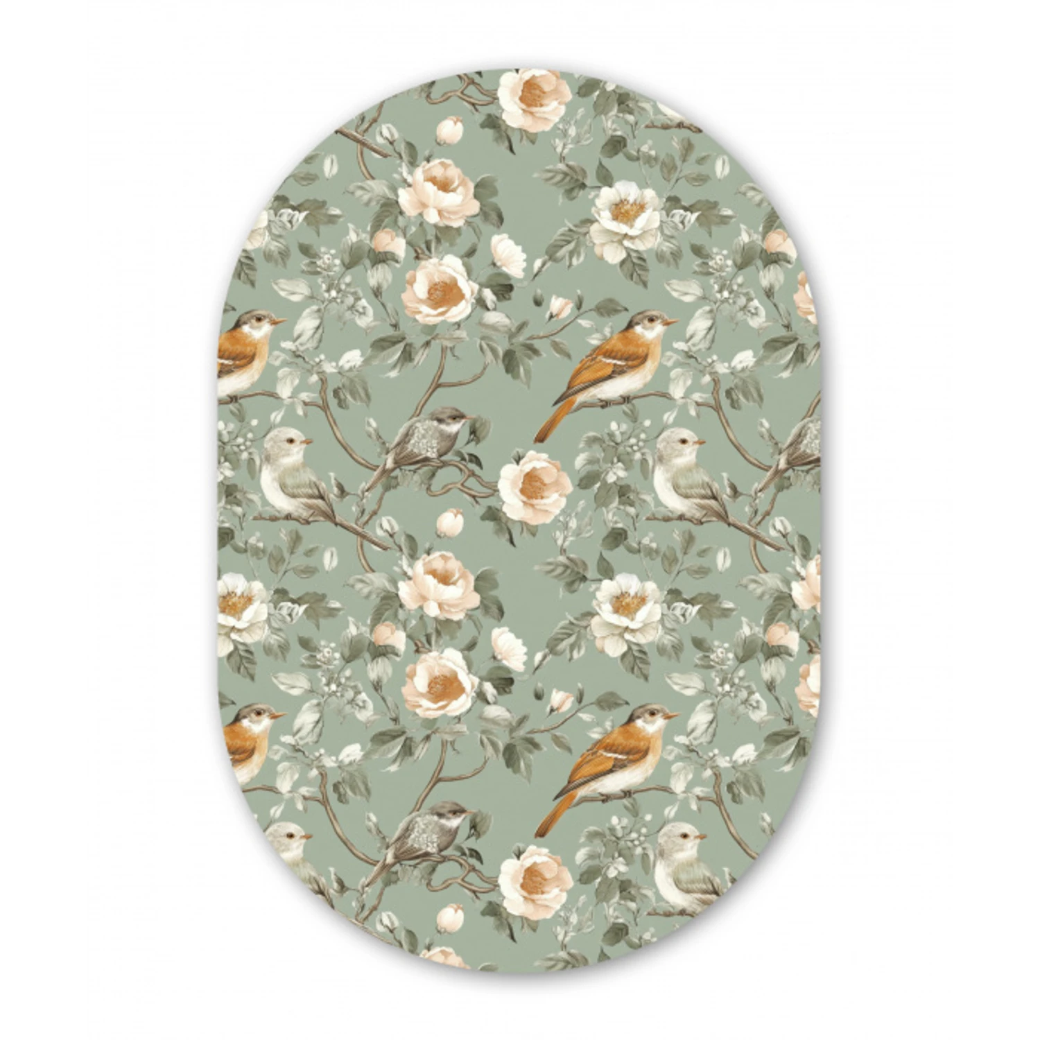 Roze - Vogels - Kleurrijk Wandcirkel Ovaal Forex klein 630 -3d