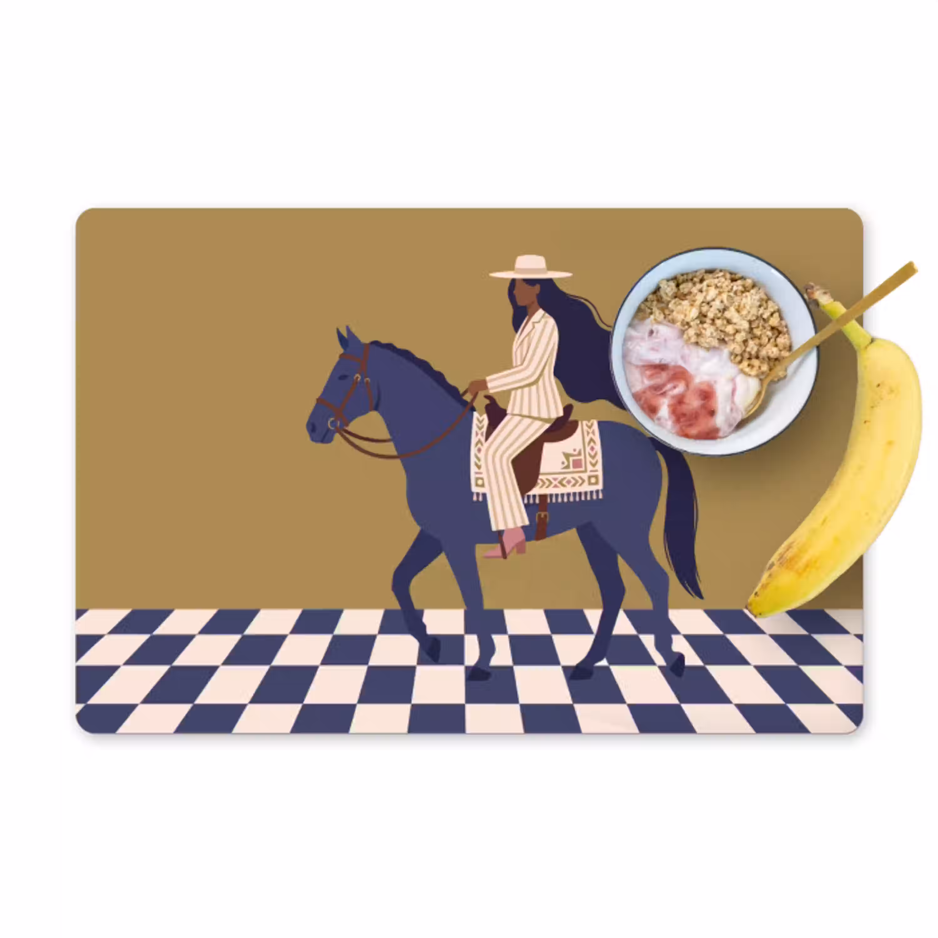 Vrouw - Paard - Rijden - Modern - Abstract Placemat vinyl groot -zzzproduct_Kitchenyeah-website