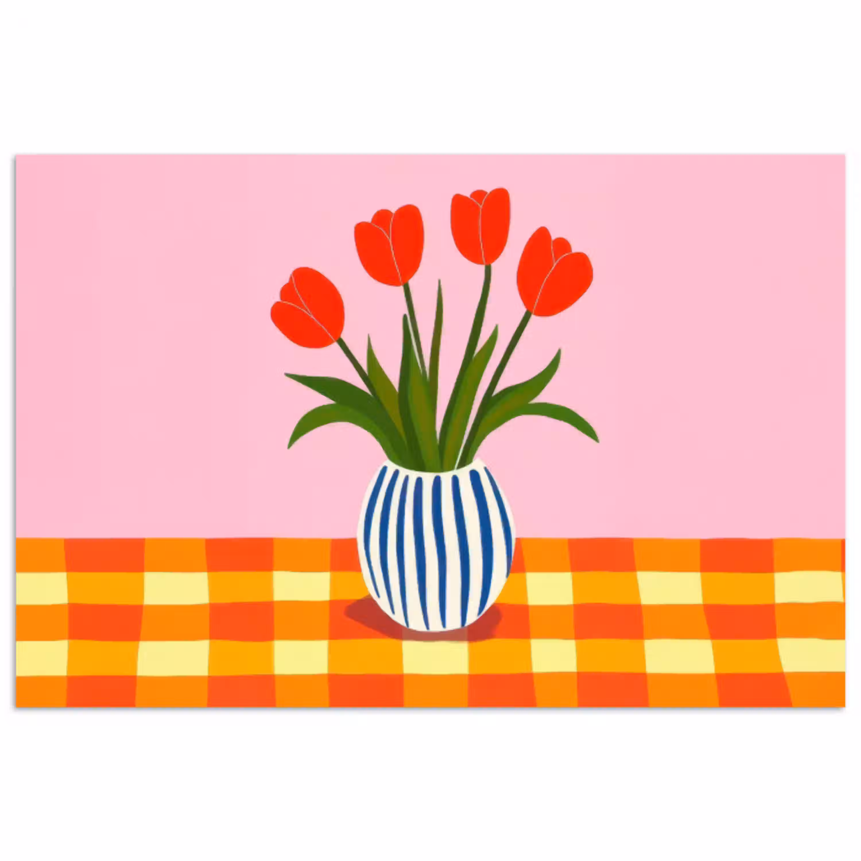 Tulpen - Roze - Vaas poster papier klein -3d