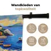 Kustdorp - Huisjes - Mozaïek - Zee Wandkleed katoen klein -sfeer2