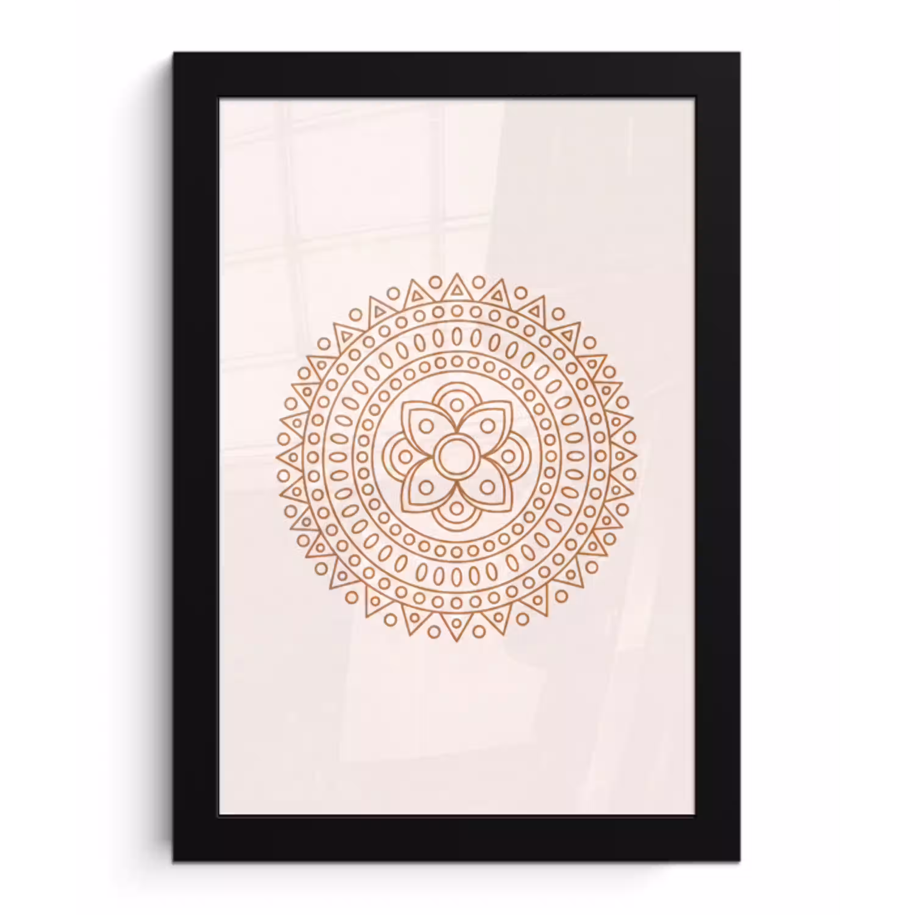 Mandala - Geometrisch - Abstract - Oosters - Bruin fotolijst zwart zonder passe partout klein -3d