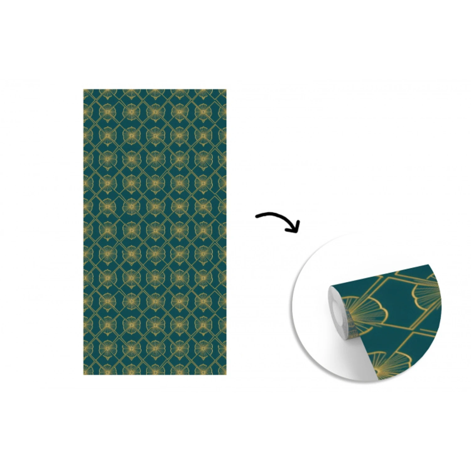 Geometrisch - Elegant - Groen fotobehang vinyl groot 64 -3d