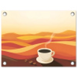 Koffie - Landschap - Oranje - Koffiebonen tuinposter los doek klein -3d