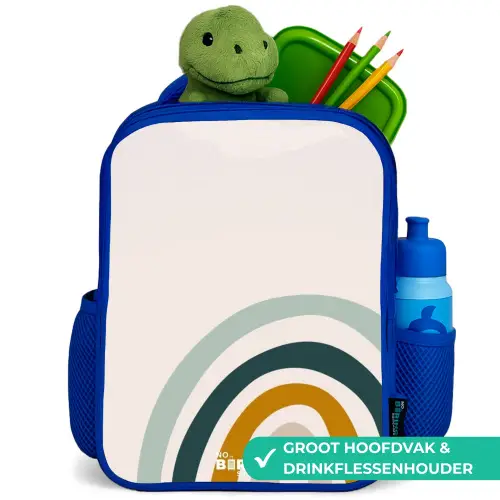 Ruwe regenboog aqua Kinderrugzak - Blauw middel -inhoud_NL