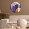 Vormen - Abstract - Grafisch - Oranje Akoestische PET Vilt - Rond klein -sfeer1