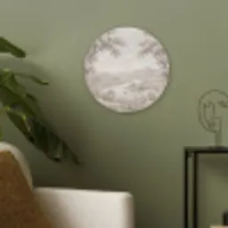 Rivierlandschap - Bergen - Natuur - Vintage - Beige Akoestische PET Vilt - Rond klein -sfeer2