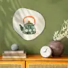 Theepot - Groen - Bloemen - Oranje Wandcirkel Organisch Forex 3mm klein -sfeer2