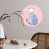 Kat - Illustratie - Minimalistisch - Roze Wandcirkel behangsticker klein -sfeer3