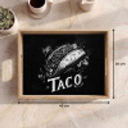 Taco - Kruiden - Witte krijtstijl - Tekst Dienblad Rechthoek middel -USP_Formaat