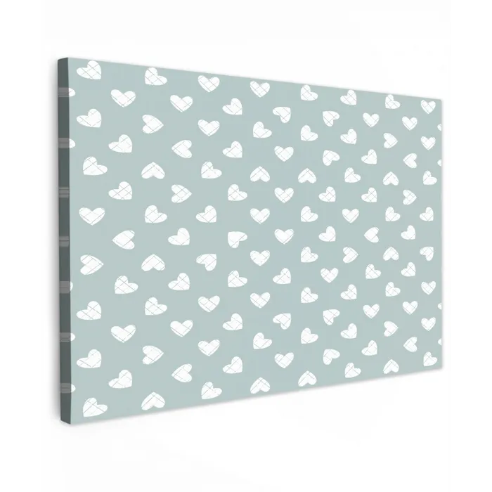 Hartjes - Blauw - Patroon - Strepen Tuinposter op houten frame 2 cm dik klein 845 -3d