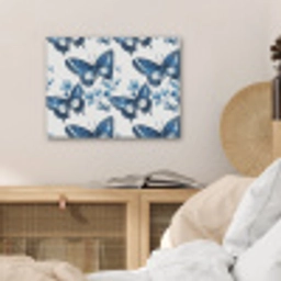 Blauw - Vlinders - Bloemen - Wit PET vilt klein 837 -sfeer3