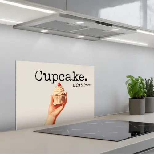 Cupcake - Zoet - Kers keuken achterwand spatscherm klein -3d_schuin