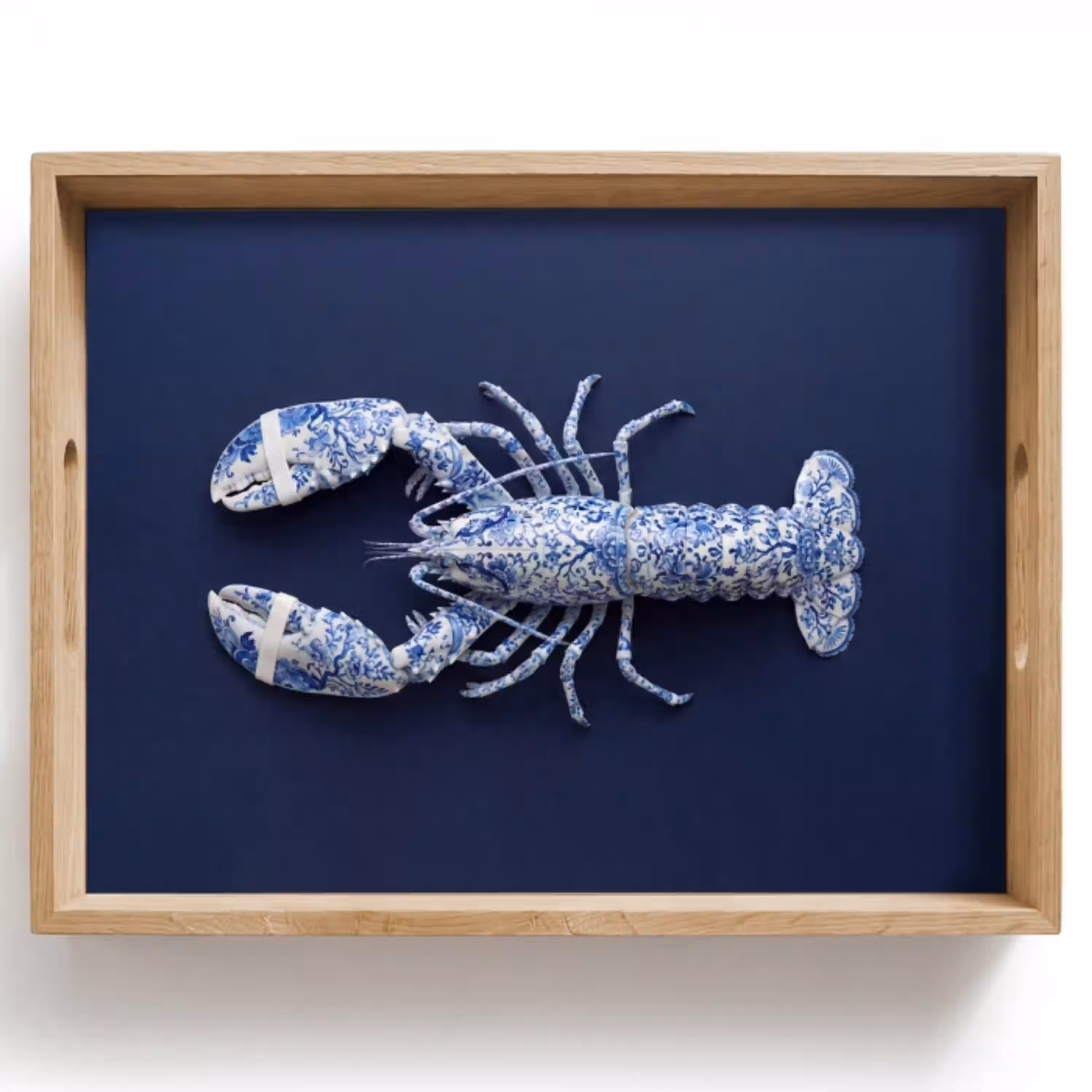 Kreeft - Porselein - Delfts - Blauw Dienblad Rechthoek middel -z3d_shopping