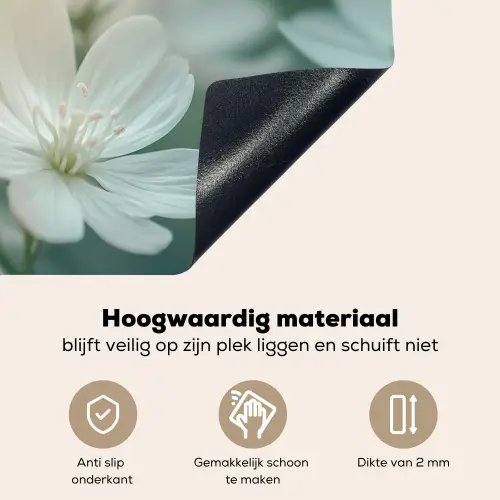 Lieveheersbeestje - Bloemen - Wit Inductie beschemer met haakjes klein -ky-onderkant-nl