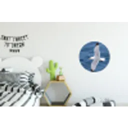 Zeemeeuw - Oceaan - Blauw Wandcirkel aluminium klein -kinderkamer