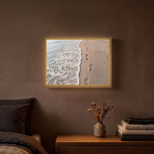 Voetstappen - Vloedlijn - Zee Light Box met batterij (Wandlamp) middel -sfeer4
