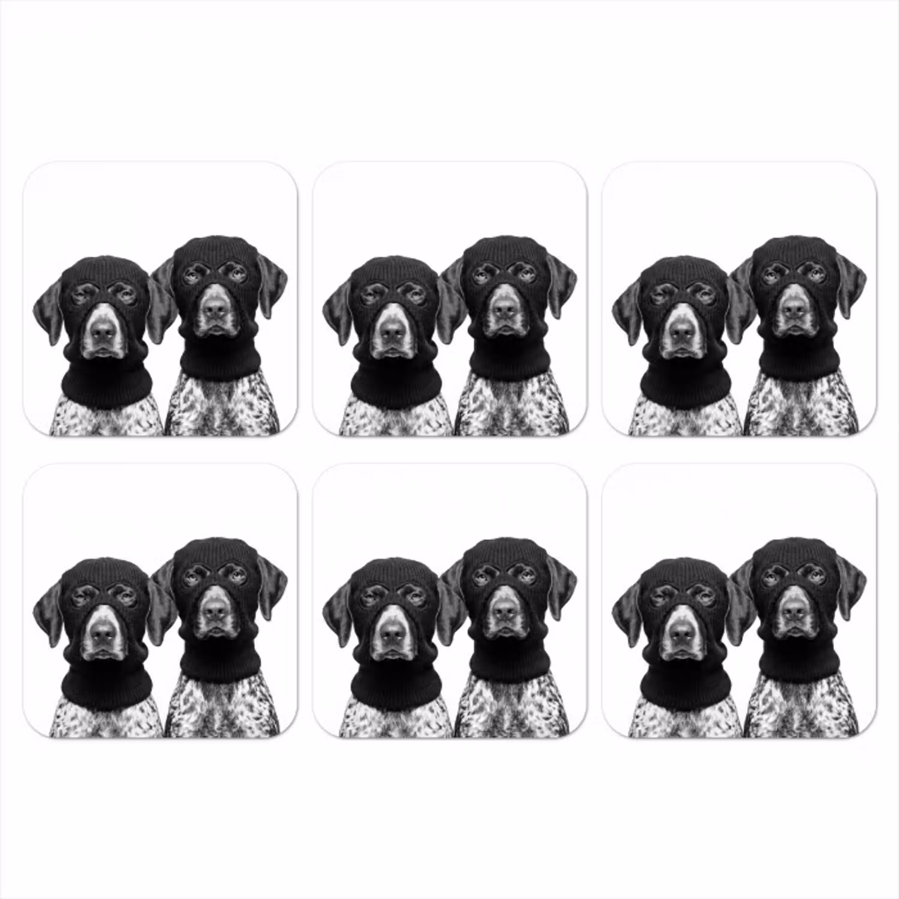 Honden - Bivakmuts - Zwart - wit onderzetter kurk middel -3d