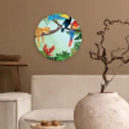 Jungle dieren - Toekan - Jongens - Meiden - Luipaard Wandcirkel kunststof plaat 5mm dik klein -sfeer1