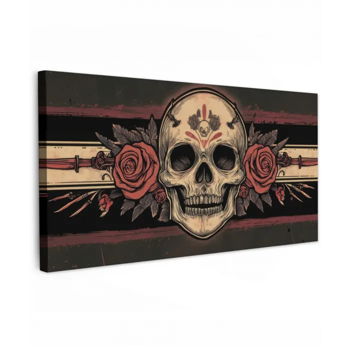 Schedel - Rozen - Gotisch Tuinposter op houten frame 2 cm dik xxl -3d