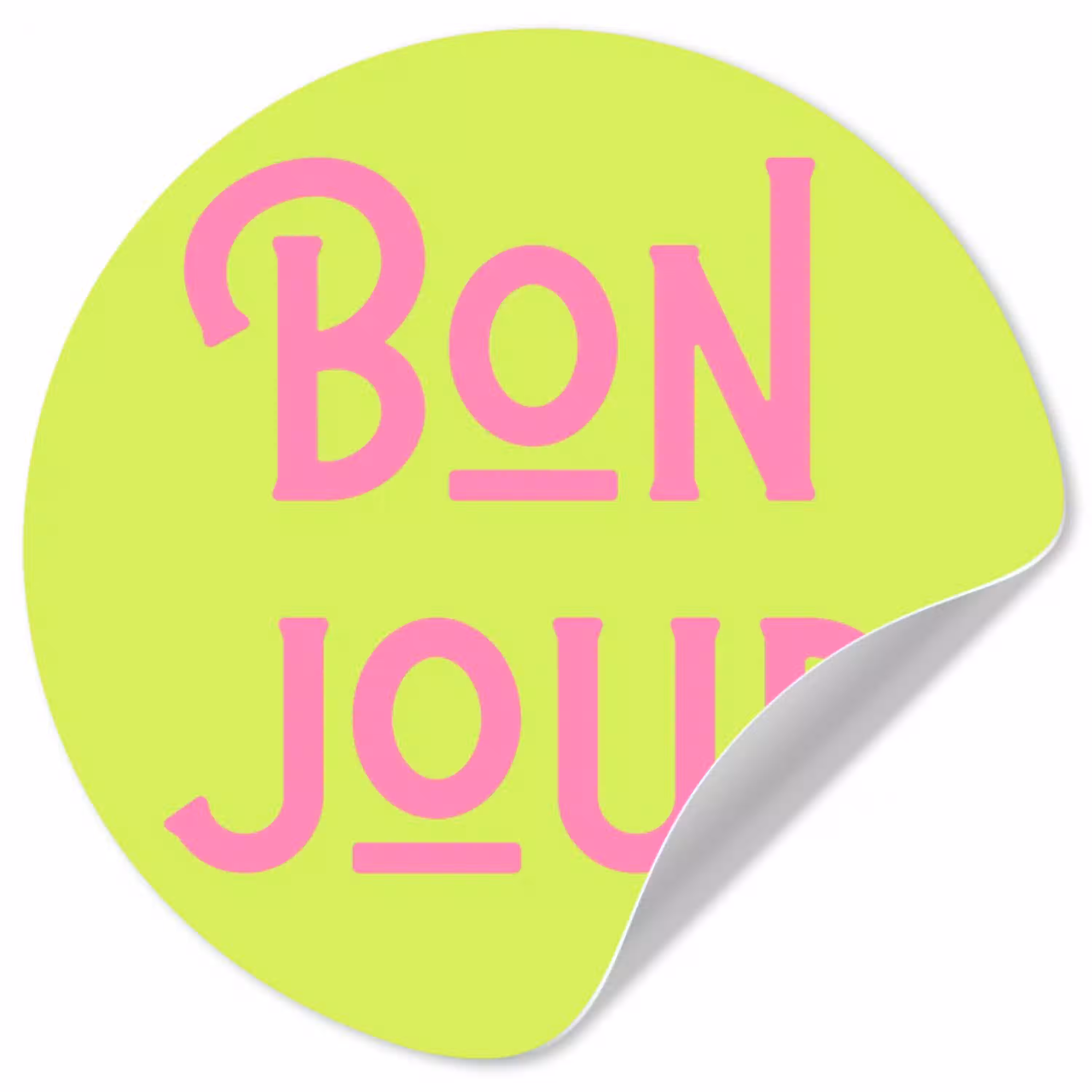 Groen - Roze bonjour - art-deco Wandcirkel behangsticker klein -3d