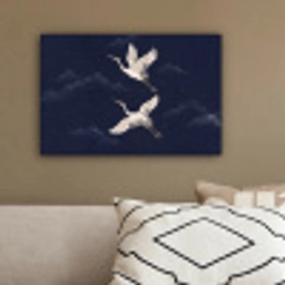 Kraanvogels - Nachthemel - Blauw canvas 2cm klein -sfeer3