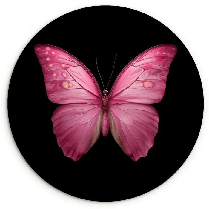Vlinder - roze - Elegant Wandcirkel kunststof plaat 5mm dik klein -3d