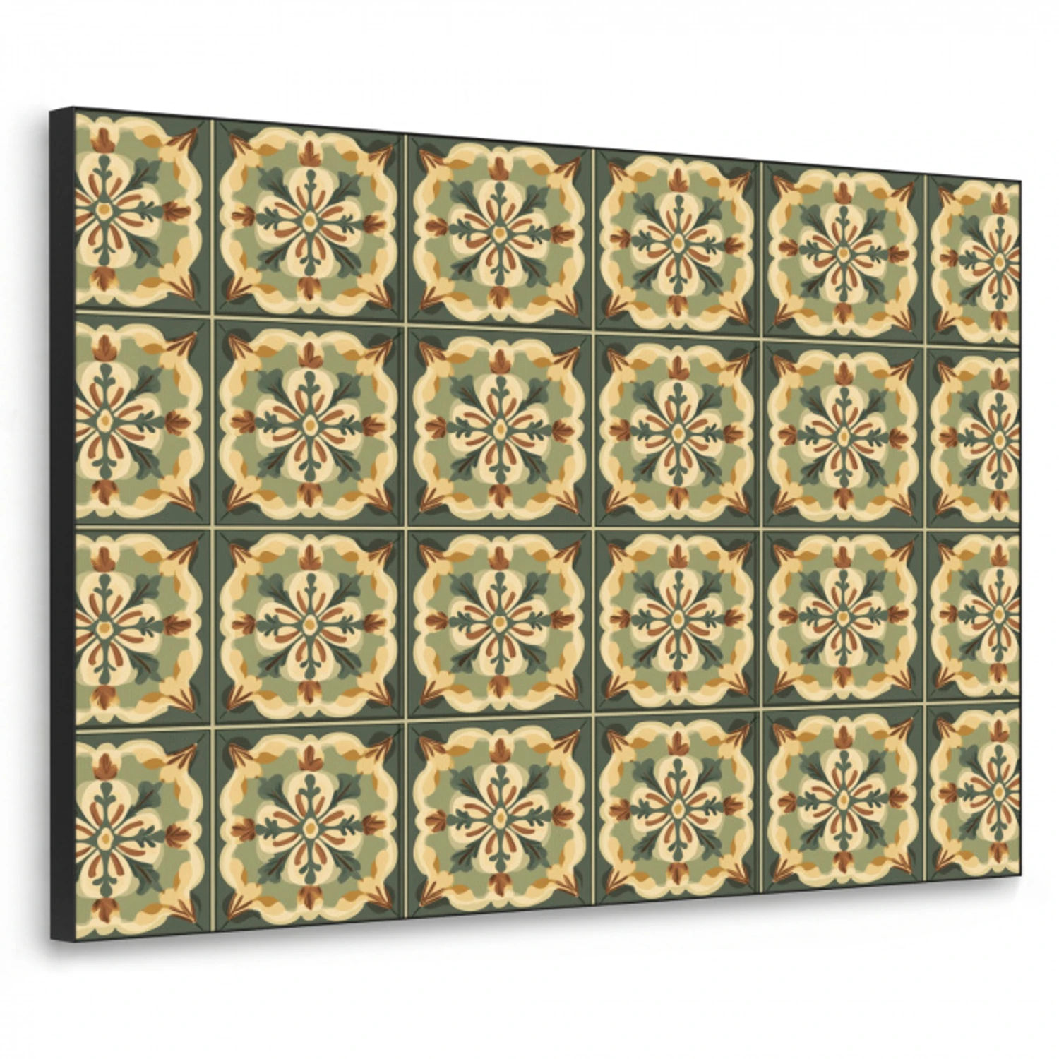 Ornament - Patroon - Groen Textielframe zwart klein 947 -3d