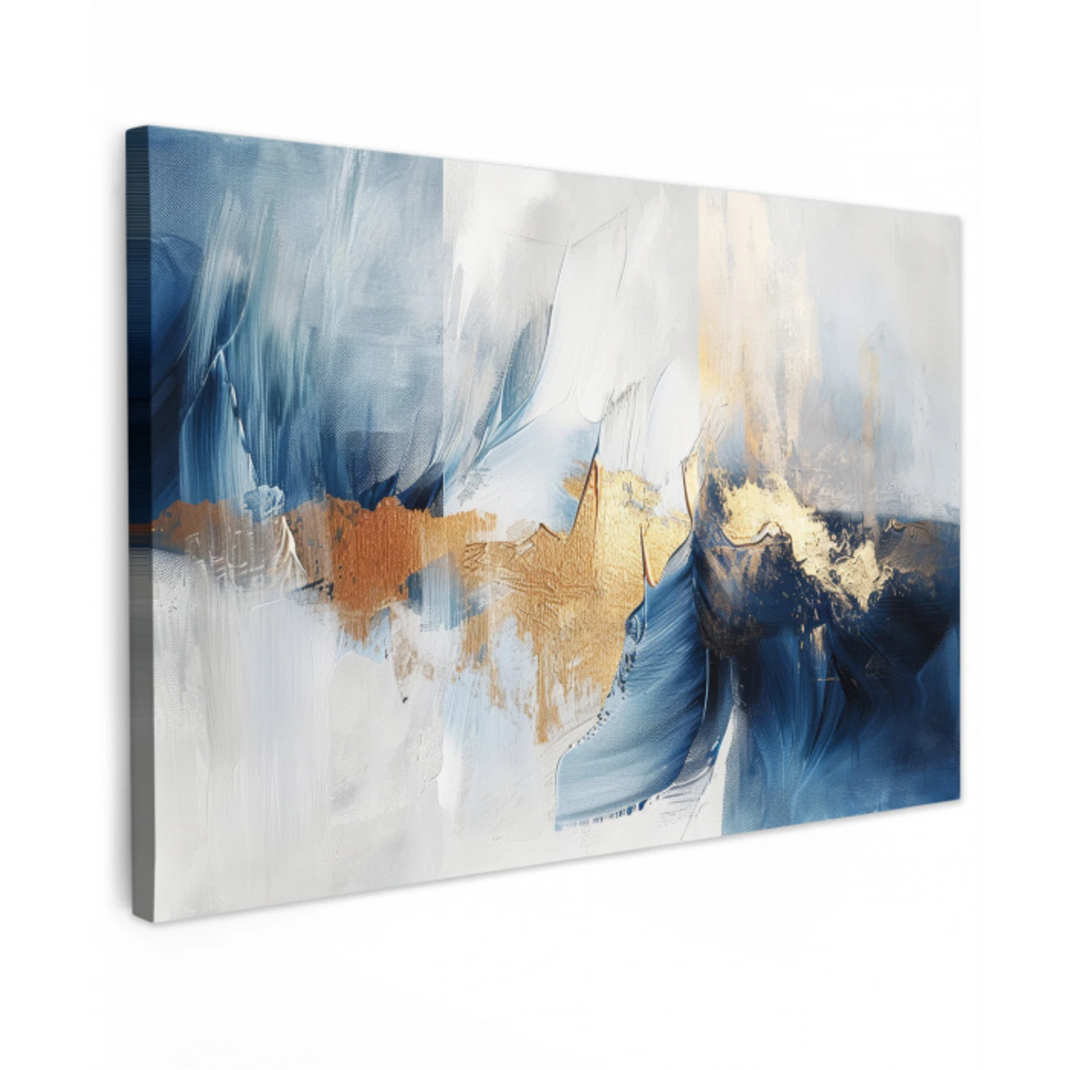Goud - Blauw - Watercolor - Kunst - Modern canvas 2cm klein -z3d