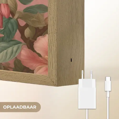 Kolibries - Bloemen - Groen - Roze Light Box met batterij (Wandlamp) middel -USP_websiteoplaadbaarNL