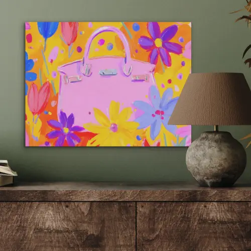 Tas - Roze - Bloemen PET vilt klein -sfeer2