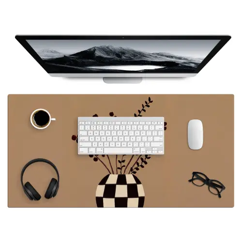 Minimalistisch - Vaas - Bloemen - Bruin Muismat XXL klein -3d