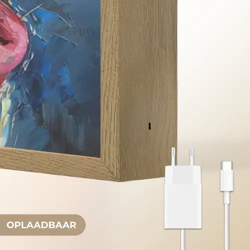 Varken - Olieverf - Dieren - Kunst Light Box met batterij (Wandlamp) middel -USP_websiteoplaadbaarNL