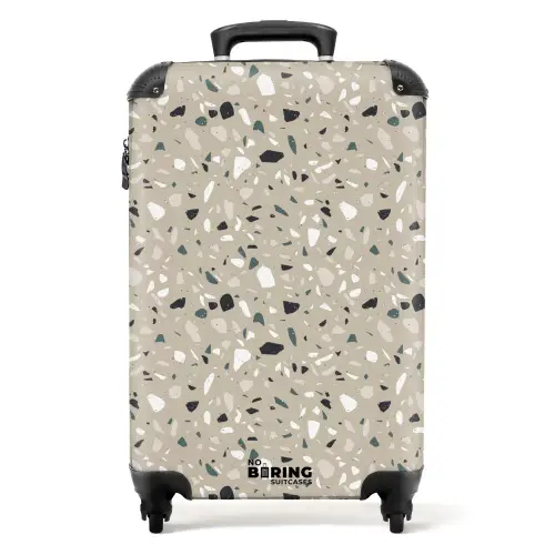 Terrazzo patroon kleurrijk grijs groen NBS - Handbagage koffer - Kinderen Unisex middel -productfoto_recht