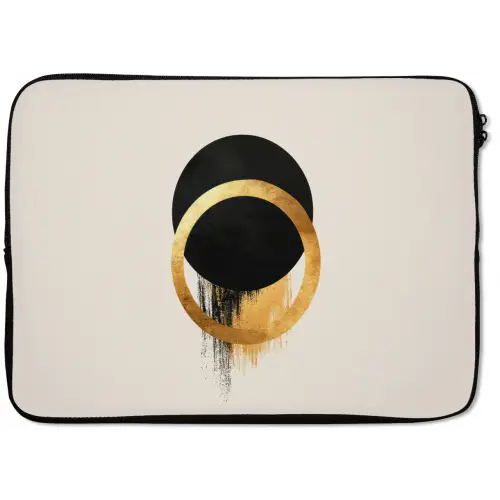 Abstract ontwerp - Zwarte cirkel - Verfvlekken laptophoes neopreen klein -zkaufland3dotto